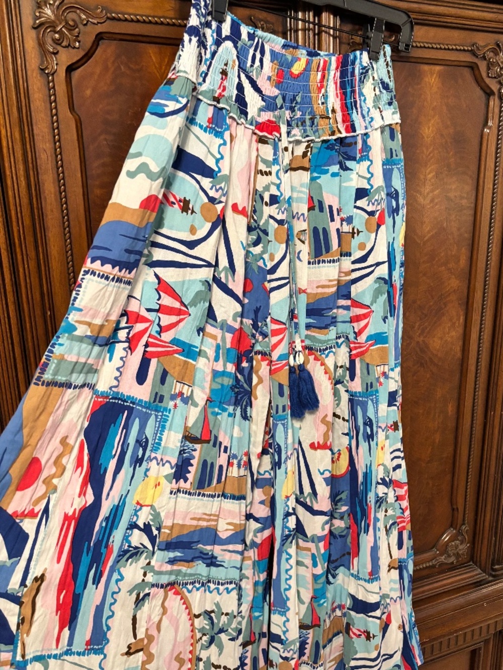 True Destinations Resort Wear White Multi Med Elastic Waist - Picture 4 of 8